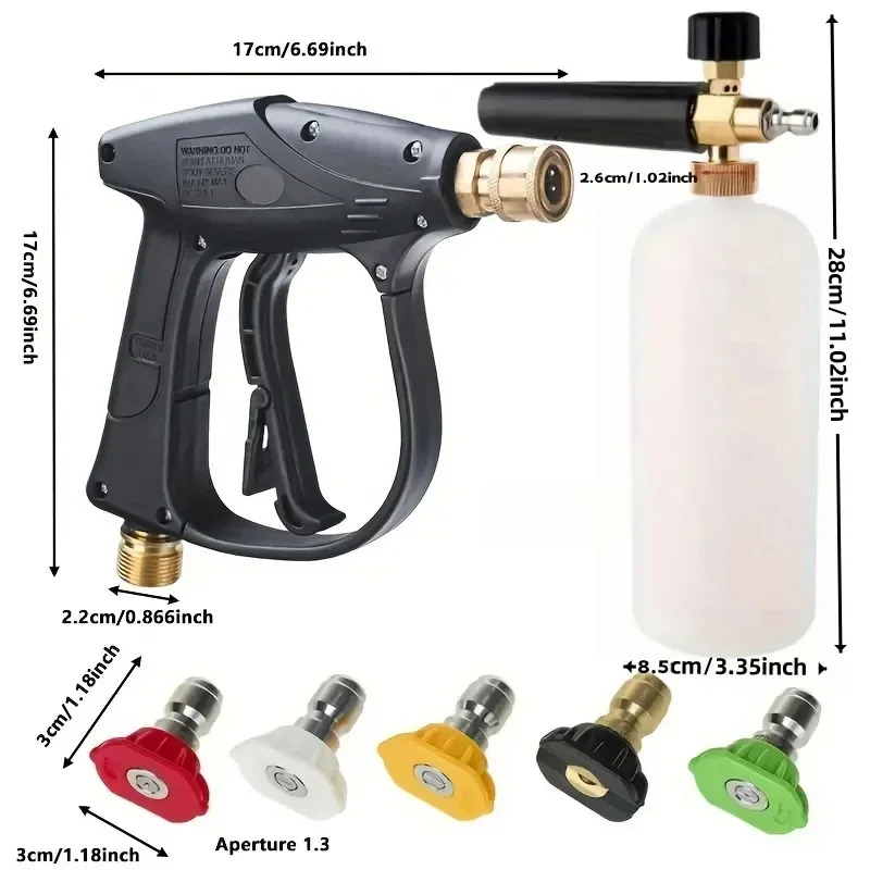 Pressure Washer Foam Gun - High Pressure Cleaning Water Gun 3000PSI
